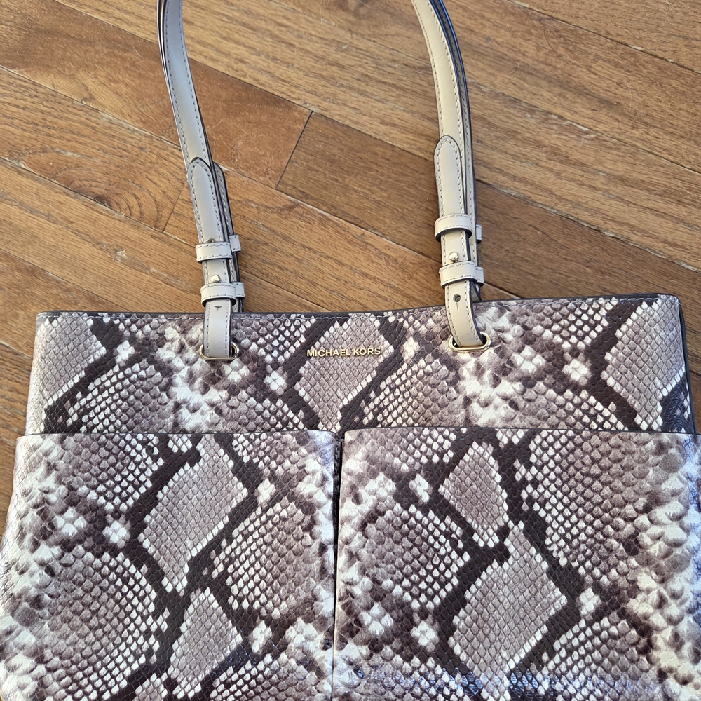 Michael Kors Beige Snake Print Tote